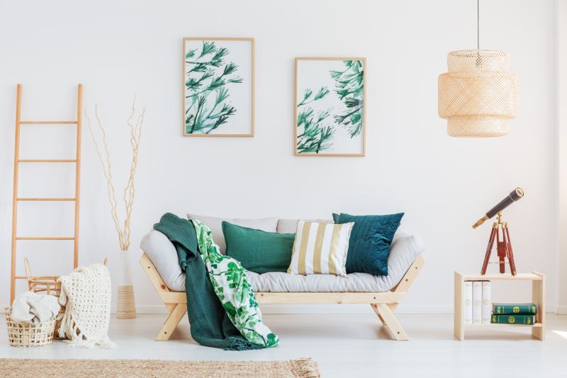 Zielone dodatki do salonu jesień trendy 2018