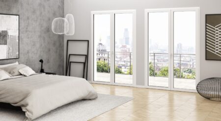 Drzwi balkonowe Pixel w sypialni