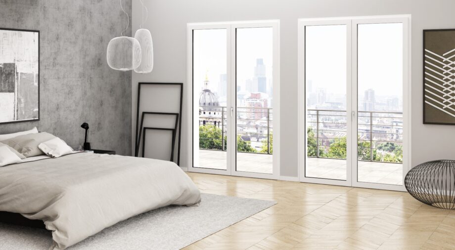 Drzwi balkonowe Pixel w sypialni