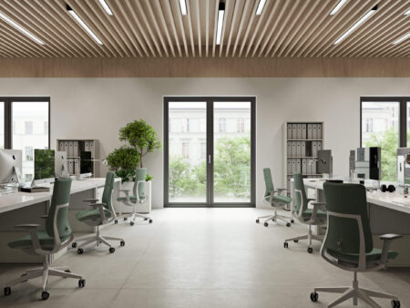 Biuro z oknami Koncept Oknoplast antracyt