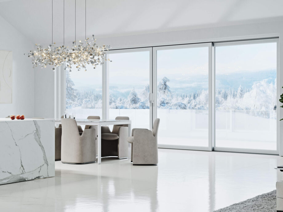 Kuchnia z jadalnią z drzwiami tarasowymi HST MOTION White matt