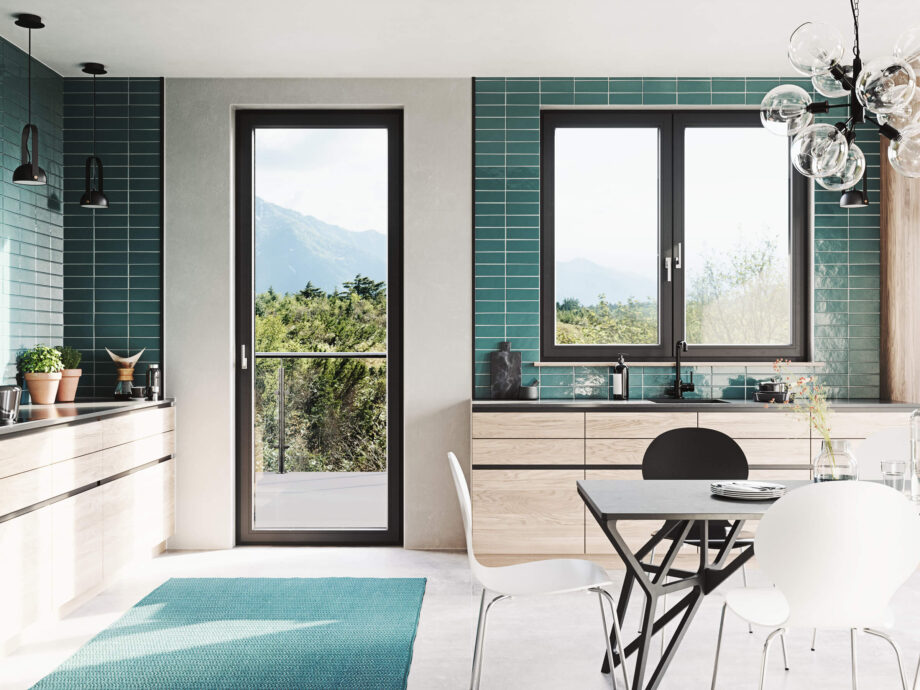 Kuchnia z oknami PRISMATIC w kolorze black jet