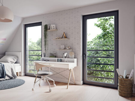 Pokój dziecka z oknami balkonowymi PRISMATIC antracyt quartz