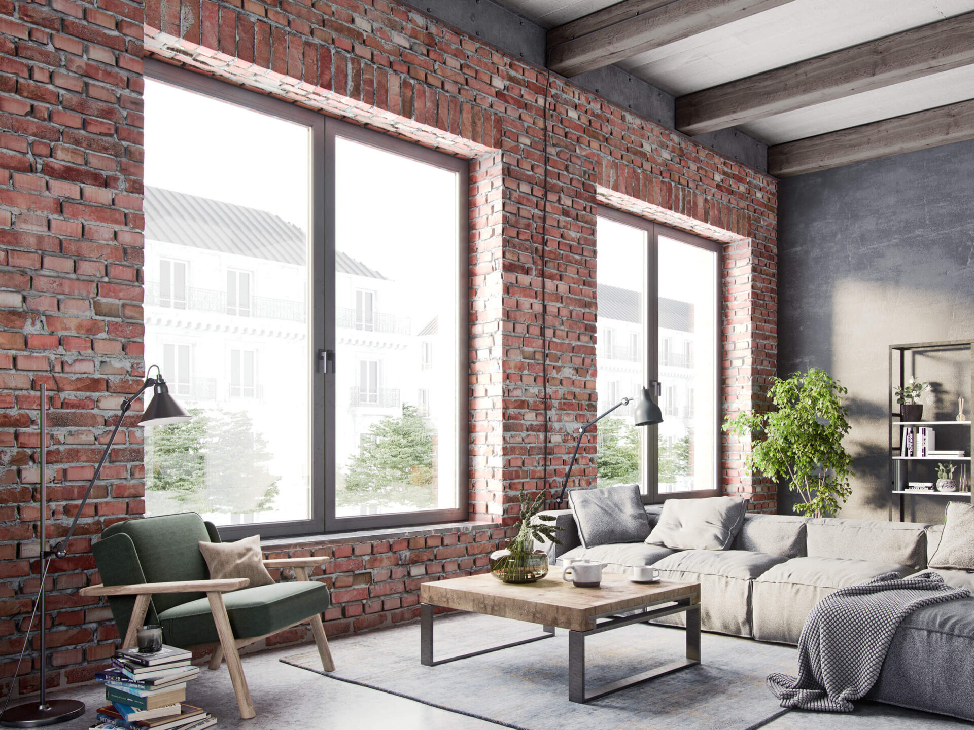 Salon z oknami PRISMATIC anthrazitgrau seidenglatt