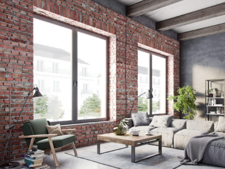 Salon z oknami PRISMATIC anthrazitgrau seidenglatt