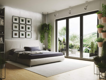 Sypialnia z oknami balkonowymi PRISMATIC black jet