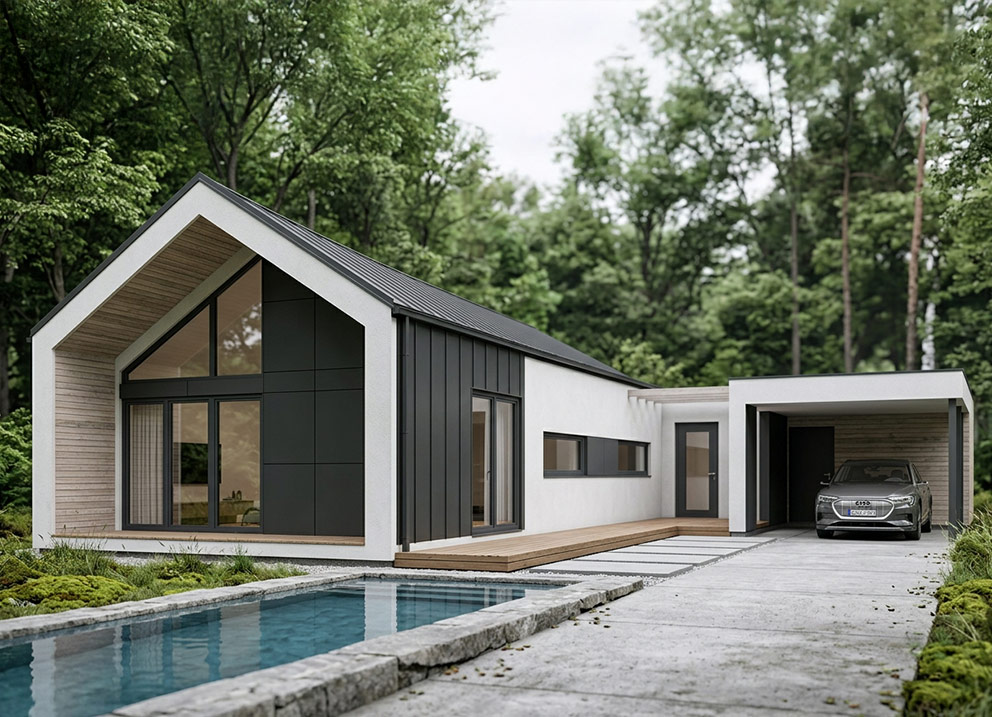 Dom modułowy z oknami Pava - Oknoplast