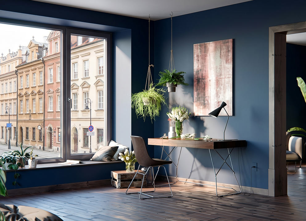 Pokój w kolorze Marynistyczny Granat z oknem Winergetic Standard