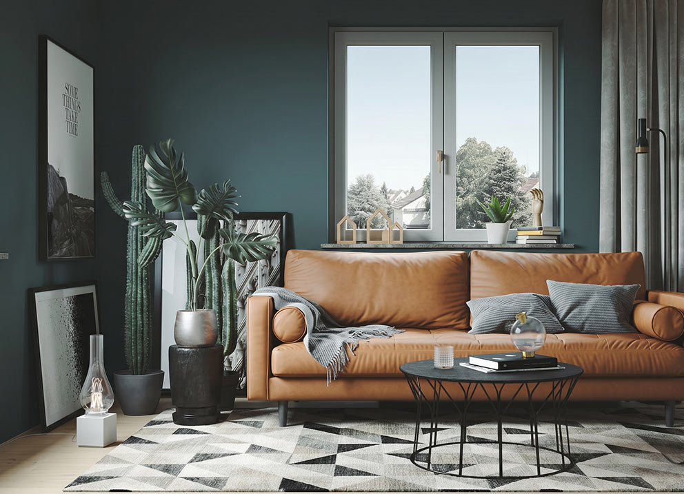 Salon w kolorze Hidden Gem z oknem Prismatic